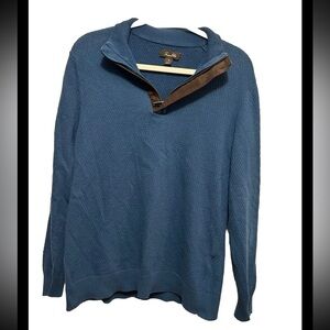 Tasso Elba Quarter Zip Sweater Men’s medium Navy deep ocean blue‎ pullover